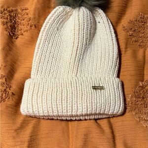 White Knit Beanie with Pom Pom